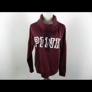 VS Pink Maroon Cowl Neck Pullover Sweatshirt